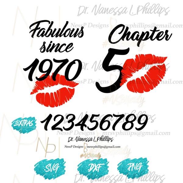 Fabulous Since Birth Year (Cut File) (all dates) | Fifty | Forty | SVG File | Birthday | Cut File | Silhouette | Cruit | Birthday Diva