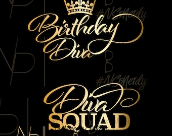 Equipo de Divas de Cumpleaños (Archivo de Corte) / Chica de Cumpleaños / Reina de Cumpleaños / Equipo de Cumpleaños / SVG de Cumpleaños / Cricut / Silueta / Archivo de Corte