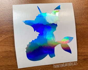 Vaporeon Holographic Vinyl Car Decal - Blue Holo Laptop Sticker