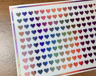 Light Rose Pink Heart Planner Stickers - Small Holographic Vinyl Stickers For Planners, Resin Art, Scrapbooking, Journaling | 5mm