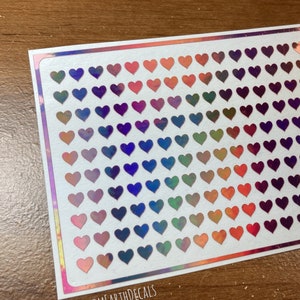 Light Rose Pink Heart Planner Stickers - Small Holographic Vinyl Stickers For Planners, Resin Art, Scrapbooking, Journaling | 5mm