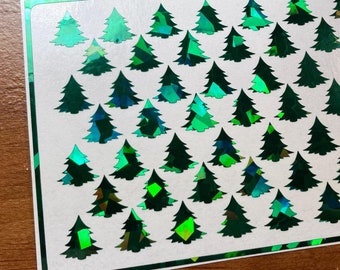 Forest Tree Planner Stickers - Small Glossy Glitter Vinyl Stickers For Planners, Resin Art, Scrapbooking, Holiday | 12mm, 1/2 Inch