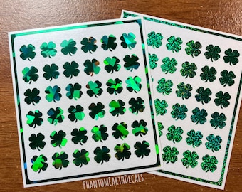 Small Shamrock 4 Leaf Clover Glitter Planner Stickers- St. Patrick's Day Vinyl Calendar Markers, Planner Stickers