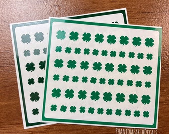 Lucky Shamrock Nail Vinyls Decals, Glitter 4 Leaf Clover - St. Patrick's Day Nail Art Stickers, Planner Stickers | Updated!