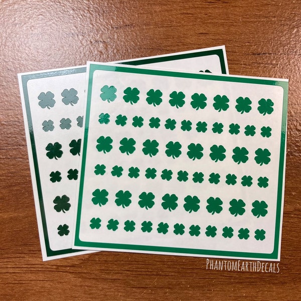 Lucky Shamrock Nail Vinyls Decals, Glitter 4 Leaf Clover - St. Patrick's Day Nail Art Stickers, Planner Stickers | Updated!