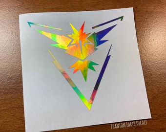 Team Instinct Pokemon Go - Yellow or Holographic Oil Slick Zapdos Vinyl Car Laptop Decal Sticker