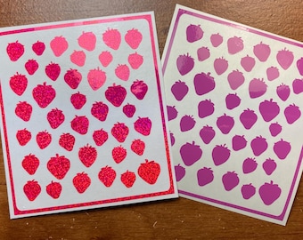 Strawberry Fruit Planner Stickers - Small Vinyl Stickers For Planners, Resin Art, Journaling and More | 10mm