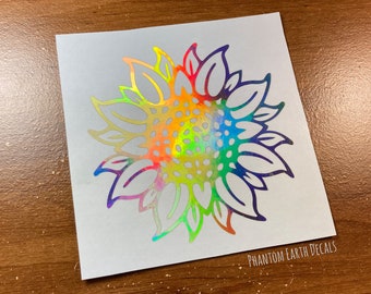 Summery Sunflower Holographic Vinyl Car Laptop Decal