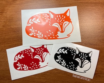 Sleepin' Fox Vinyl Decal | Glossy Car, Laptop, Cottagecore Sticker