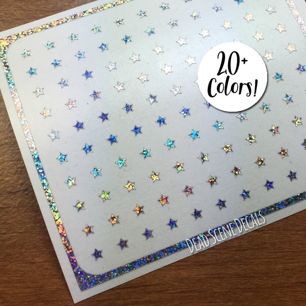 Glitter Micro STAR Nail Decals - Tiny Holographic Sparkle Rainbow Vinyl Nail Stickers For Nail Art