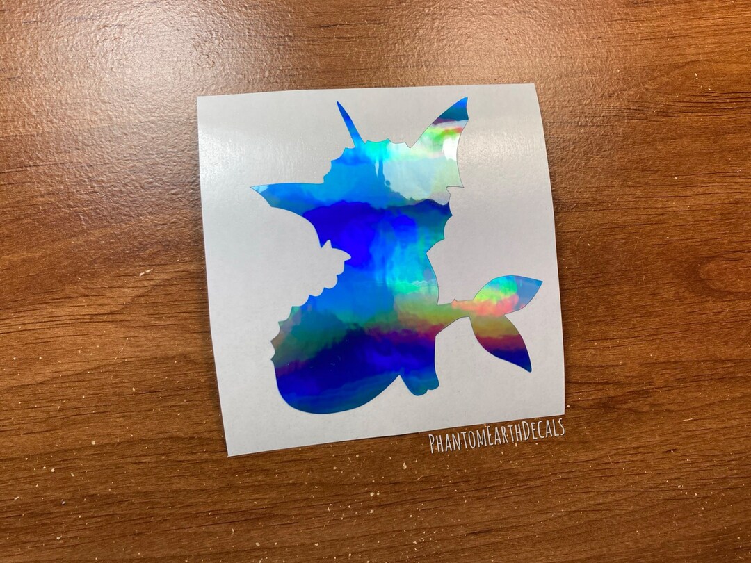 Vaporeon Holographic Vinyl Car Decal Blue Holo Laptop Sticker Etsy