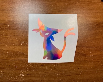 Iridescent Espeon Color Shifting Sticker - Pastel Eevee Evolution Pokemon Car Laptop Decal