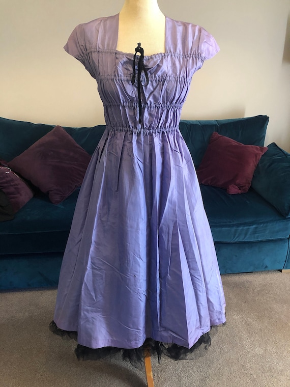 Vintage Ladies Stunning 1940/50s Silk Lilac/Blue/H