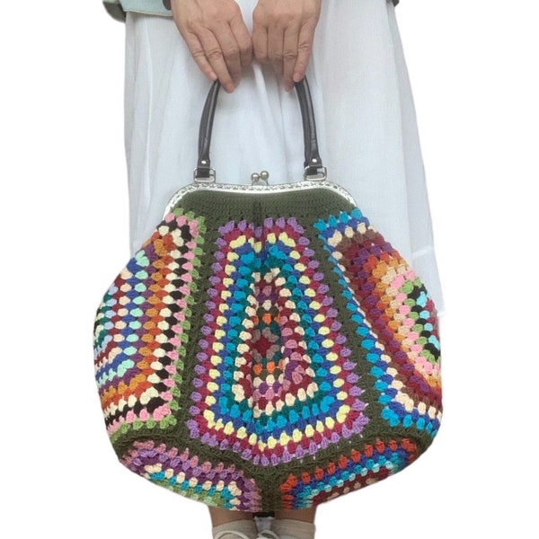 Clutch grande de crochet, bolso de crochet vintage, bolso de crochet vintage, bolso de crochet con clups.