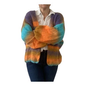 mohair cardigan Knit mohair cardigan mohair yarn cardigan chunky mohair arm knit cardigan