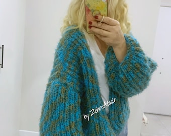 Crop bee knit cardigan, C hunky Sweater, Knit Bloom cardigan, Crop Jacket,