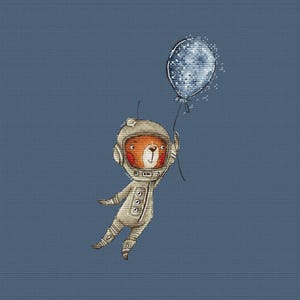 宇宙飛行士テッドクロスステッチパターンテディベア宇宙飛行士即時ダウンロード印刷可能なPDFファイル保育園の装飾クロスステッチチャートクマ