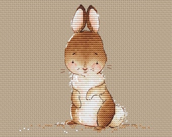 Cute Bunny Cross Stitch Pattern Little rabbit Instant download printable PDF file Bunny chart Baby bunny cross stitch pattern