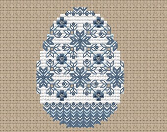 Easter egg Cross Stitch Pattern Blue Easter egg stitch pattern Easter embroidery Gift tag Easter stitch pattern stitch gift Easter