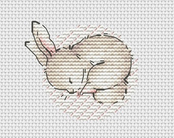 Bébé lapin endormi, motif point de croix petit lapin, motif Ukraine à téléchargement numérique