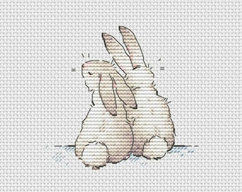 Two bunnies cross stitch pattern better together cross stitch Ukraine digital download
