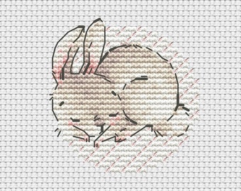 Mignon bébé lapin motif point de croix petit lapin endormi point de croix Ukraine téléchargement numérique