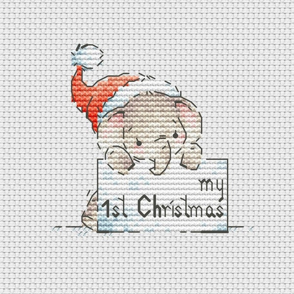 Baby in Santa hat cross stitch pattern first Christmas cross stitch Ukraine digital download