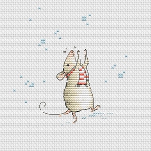 Souris dans la neige motif de point de croix mignon motif de souris amusants d'hiver point de croix petite souris point de croix neige point de croix carte de Noël
