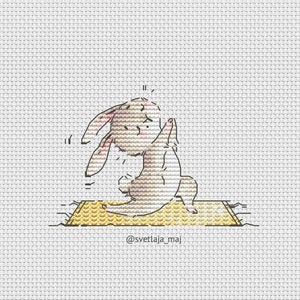 Yoga rabbit cross stitch pattern