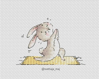 Yoga rabbit cross stitch pattern