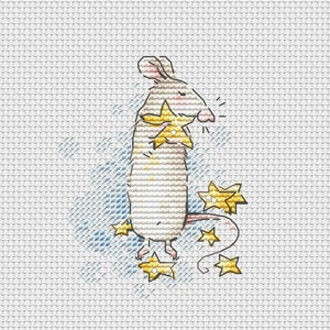 Mouse holding a star cross stitch pattern Ukraine digital download