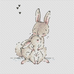 Bunny mom cross stitch pattern mom with kid cross stitch I love you mom cross stitch Ukraine digital download