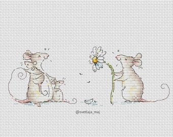 Mouse family cross stitch pattern