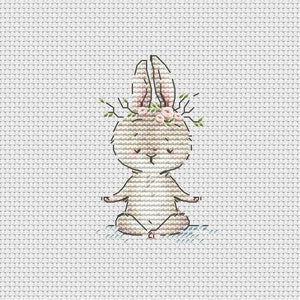 Yoga bunny cross stitch pattern Ukraine digital download