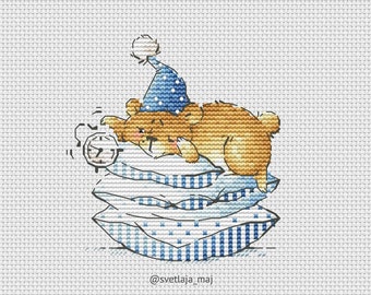 Sleeping bear cross stitch pattern