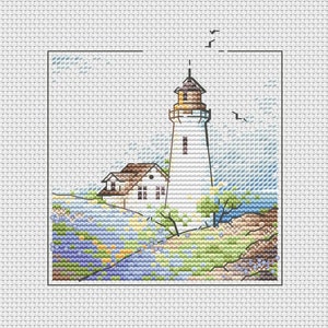 Lavender lighthouse cross stitch pattern Ukraine digital download