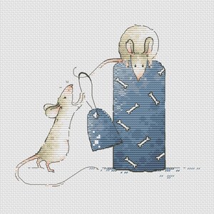 Kruissteek verjaardagscadeau kruissteek Kerstcadeau kruissteekpatroon grappige muizen kruissteek schattig cadeau voor vriend kruissteek