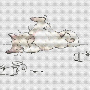 Cross stitch sleeping cat cross stitch pattern cute cat embroidery pattern cat on the back cross stitch gift for cat owner