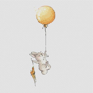 Bunny with carrots cross stitch pattern bunny with orange balloon cross stitch Ukraine digital download