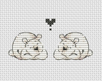 Little polar bears cross stitch pattern pair of bears cross stitch Ukraine digital download