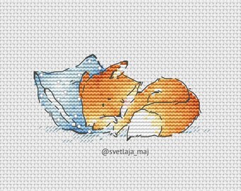 Fox sleeping cross stitch pattern