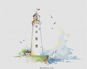 Lighthouse ornament cross stitch pattern