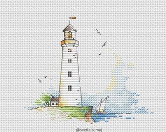 Lighthouse ornament cross stitch pattern