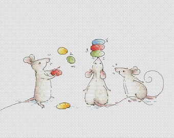 Circus mice cross stitch pattern Ukraine digital download