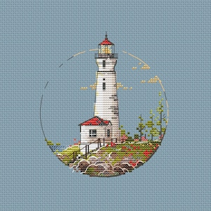 Spring lighthouse cross stitch pattern lighthouse view cross stitch famous lighthouse cross stitch white lighthouse on the lake cross stitch