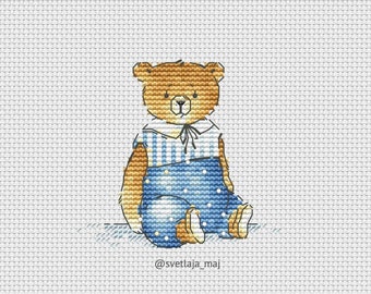 Toy bear cross stitch pattern