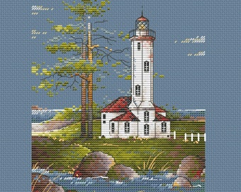 Cross stitch lighthouse cross stitch white lighthouse cross stitch landscape with lighthouse cross stitch lighthouse ornament