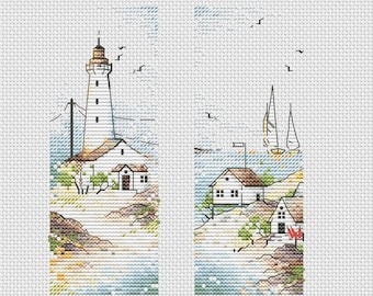 Sea landscape cross stitch pattern seaside cross stitch Ukraine digital download