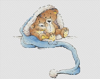 Bears in blue hat cross stitch pattern toy bears cross stitch Christmas cross stitch pattern Ukraine digital download