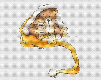 Bears in yellow hat cross stitch pattern plush bears cross stitch Christmas toys cross stitch pattern Ukraine digital download